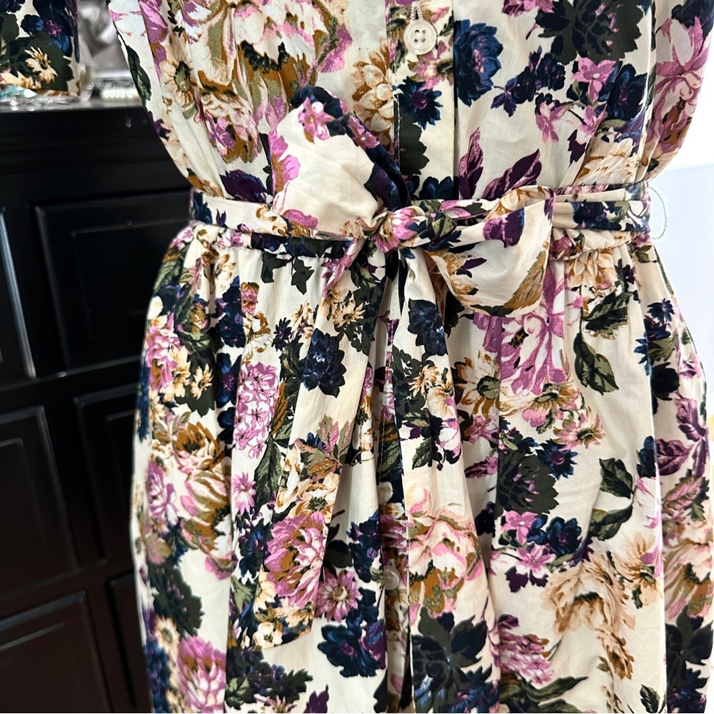 Who What Wear Puff Sleeve Floral Button Front Dress XS Belted Pockets Size XS/S - Picture 6 of 16